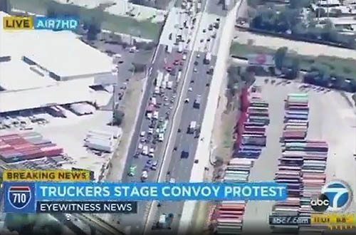 美国罢工——卡车司机开车罢工游行
